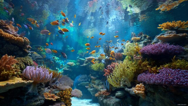 Fish Tank HD Background For Mac, Soothing Aquatic Scenery With A Harmonious Blend Of Colors