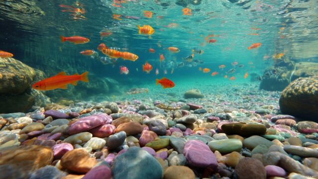 Fish Tank Ultra HD Desktop Background, Crystal Clear Water Filled With Vibrant Fishes And Pebbles On The Bottom
