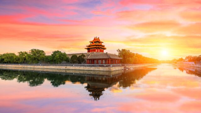 Forbidden City Beijing Sunrise Reflection Wallpaper