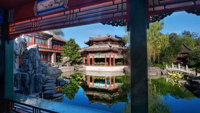 Forbidden City Beijing Tranquil Pavilion Reflection Wallpaper