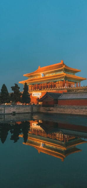 Forbidden City Beijing Twilight Reflection Wallpaper