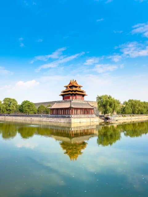 Forbidden City Corner Tower Reflections In Beijing Wallpaper