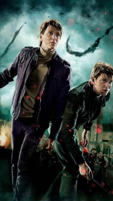 Fred And George Weasley In Action Magical Wallpaper