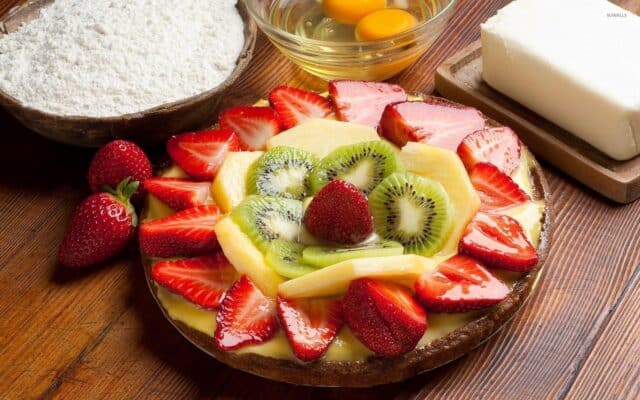 Fresh Fruit Tart with Strawberries Kiwi and Pineapple Tart Wallpapers