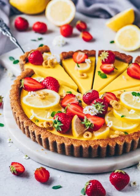 Fresh Lemon and Strawberry Tart Wallpaper with Floral Decoration for Tart Wallpapers
