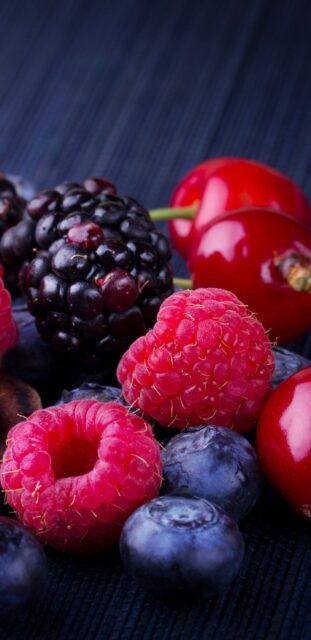 Fresh Mixed Berries Close Up Blackberry Raspberry Blueberry And Cherry Wallpaper For Blackberry Devices