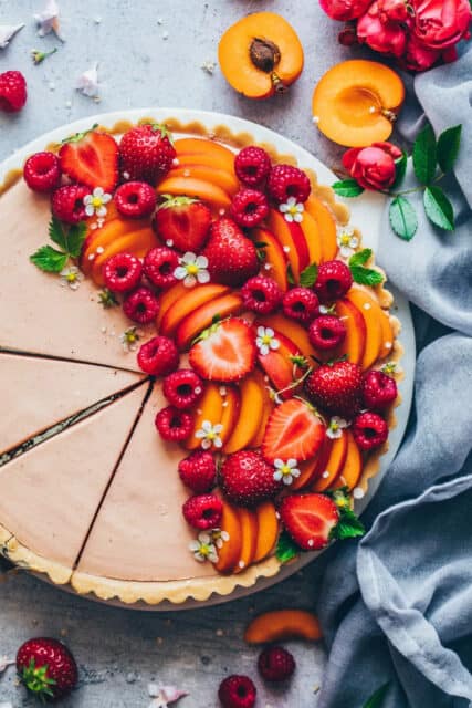 Fresh Summer Fruit Tart with Strawberries Raspberries and Apricots Tart Wallpapers