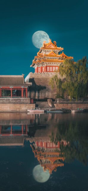 Full Moon Over Forbidden City Beijing Wallpaper