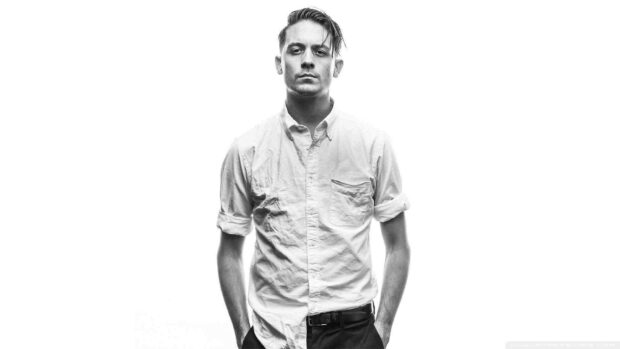 G Eazy wearing a white shirt with hands in pockets looking straight, HD Desktop Wallpaper