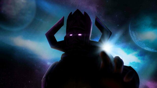 Galactus wallpapers shows a powerful cosmic being reaching out with glowing eyes, HD Desktop Wallpaper
