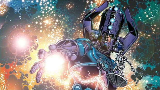 Galactus is shown using cosmic power in space, HD Desktop Wallpaper