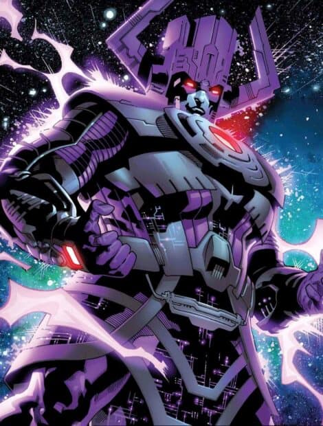 Galactus is shown wielding cosmic energy in a vibrant space background, HD Mobile Wallpaper