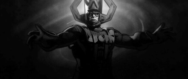The image shows Galactus extending his arms with a cosmic background, 2K Desktop Wallpaper