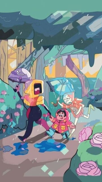 Garnet Steven Universe Walking in the Rain with Steven and Pearl Wallpaper