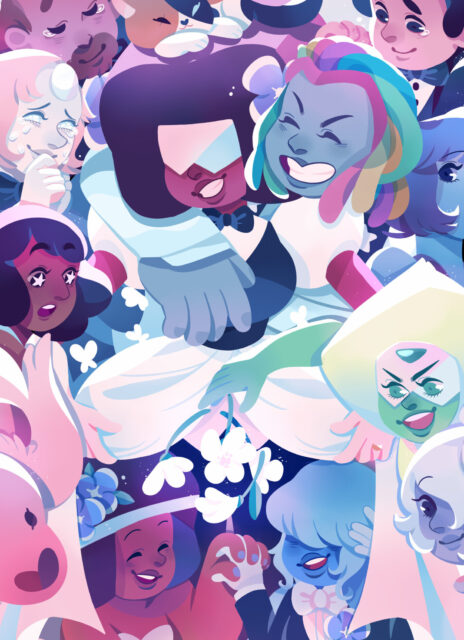 Garnet and Friends Celebrating in a Colorful Steven Universe Wallpaper