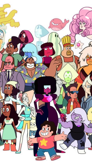 Garnet and Steven Universe Characters Group Wallpaper Featuring Iconic Gems and Friends