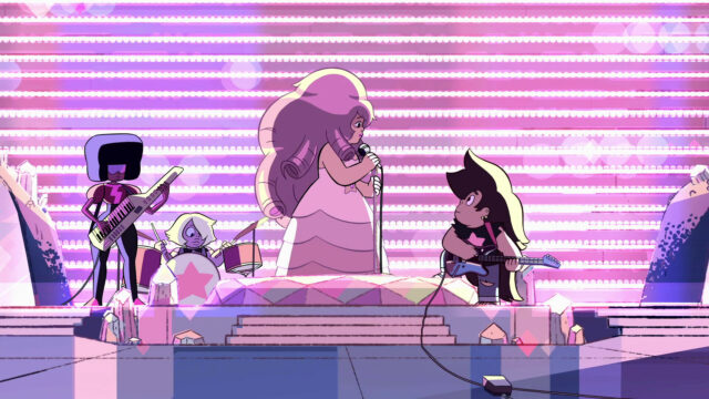 Garnet and Steven Universe Characters Performing Live Band Scene Wallpaper