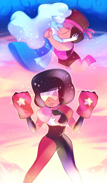 Garnet from Steven Universe with Star Mittens and Fusion Scene Wallpaper