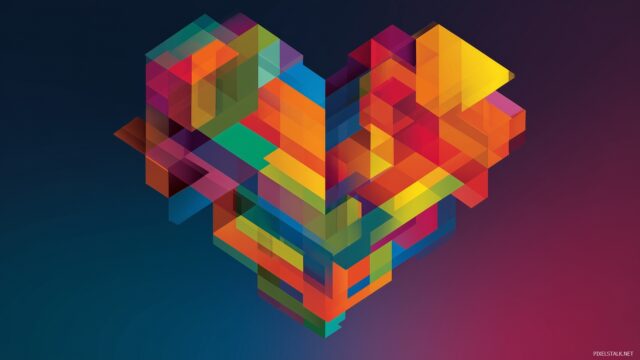 Gay Pride Wallpaper HD Free Download, Colorful Geometric Shapes Forming A Vibrant Heart In Motion
