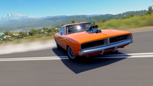 General Lee Car Wallpaper Classic Orange Dodge Charger Racing on Open Road