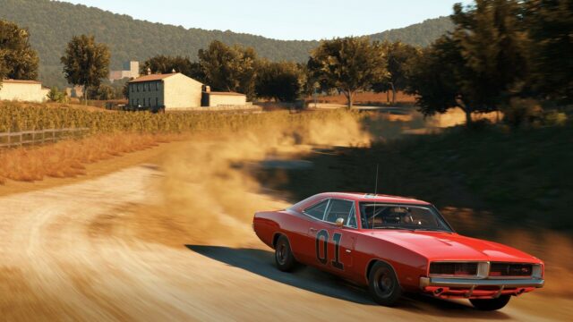 General Lee Car Wallpapers Classic Muscle Car Drifting on Dirt Road in Countryside