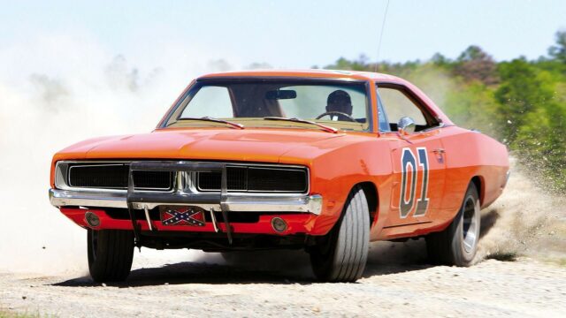 General Lee Car Wallpapers Classic Orange Dodge Charger Drifting on Dirt Road