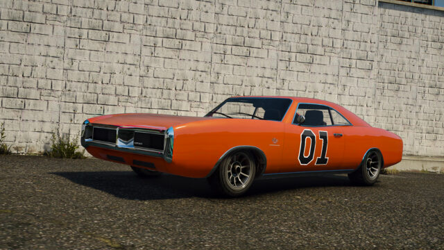 General Lee Car Wallpapers Classic Orange Muscle Car with Number 01 Design