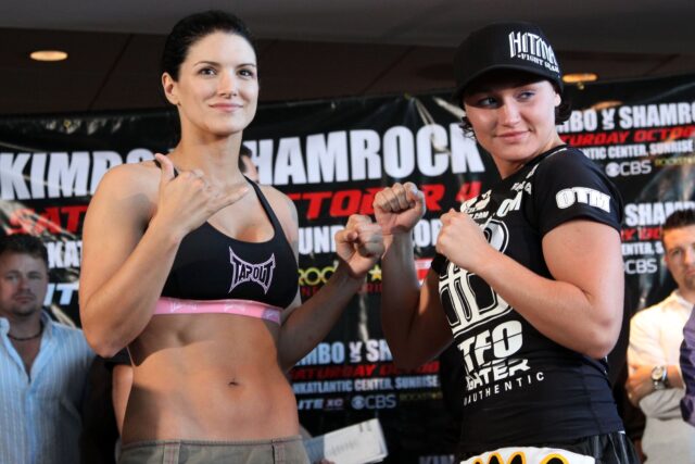 Gina Carano and Opponent Face Off at MMA Weigh In Event Gina Carano Wallpapers