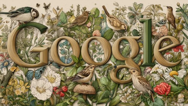 Google HD Desktop Wallpaper, Artistic Rendition Of The Google Logo Surrounded By Nature Inspired Motifs, Highlighting HD Detail