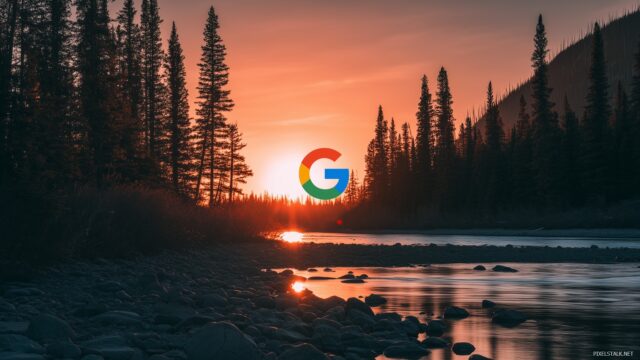 Google HD Wallpaper Free Download, Minimalist Google Logo Placed In A Serene Landscape Capturing High Resolution Details