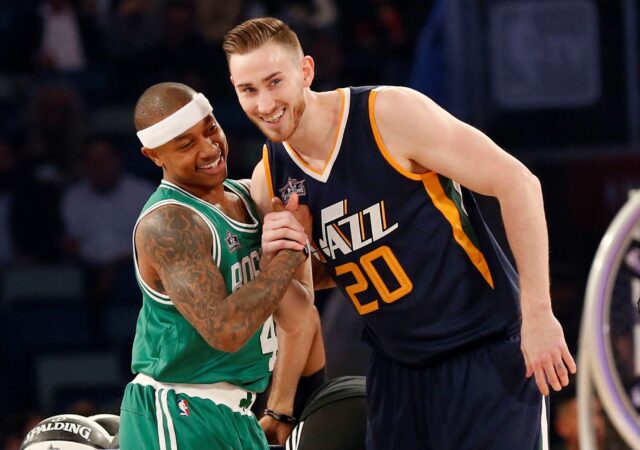 Gordon Hayward and Isaiah Thomas Friendly Moment NBA All Star Game Utah Jazz Celtics Wallpapers