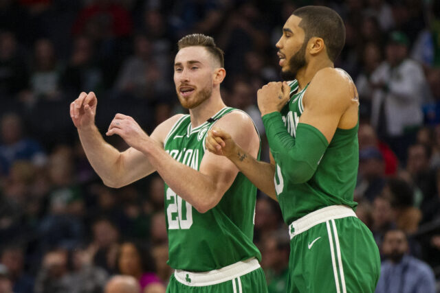 Gordon Hayward in Boston Celtics Uniform during Intense NBA Game Wallpaper