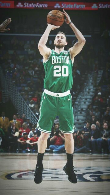Gordon Hayward shooting jump shot in Boston Celtics uniform wallpaper