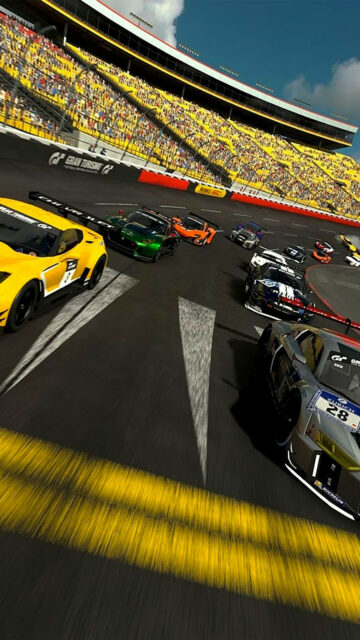 Gran Turismo 7 Racing Action High Speed Track Wallpaper