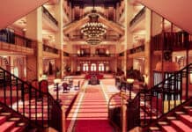 Grand Budapest Hotel Interior Luxurious Lobby Stunning Wallpaper Background