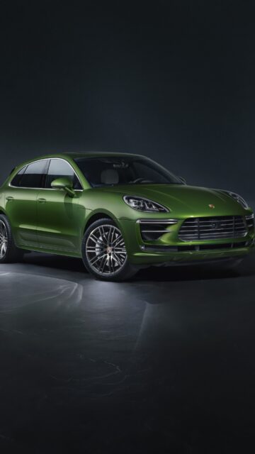 Green Porsche Macan Luxury SUV Front View Wallpaper for Desktop and Mobile
