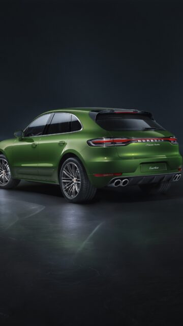 Green Porsche Macan Turbo Rear View Stunning High Resolution Wallpaper
