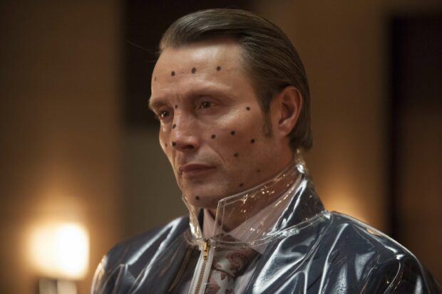 Hannibal Mads Mikkelsen appears with facial tracking dots on his face, 2K Desktop Wallpaper