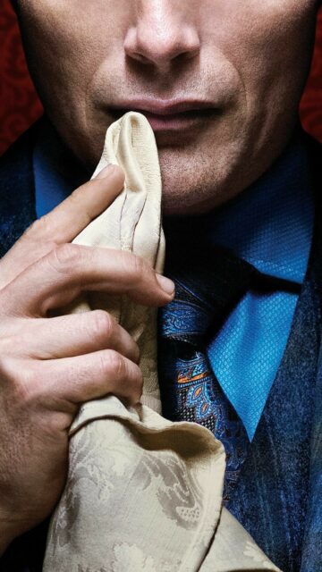 Hannibal TV Series Close Up Wallpaper with Handkerchief and Blue Tie