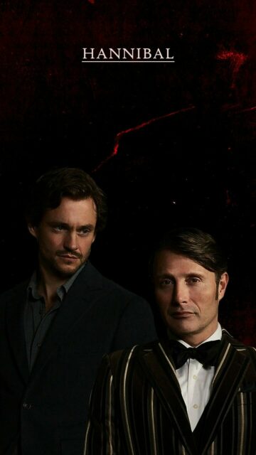 Hannibal TV Series Dark Moody Wallpaper Featuring Main Characters Will Graham and Hannibal Lecter