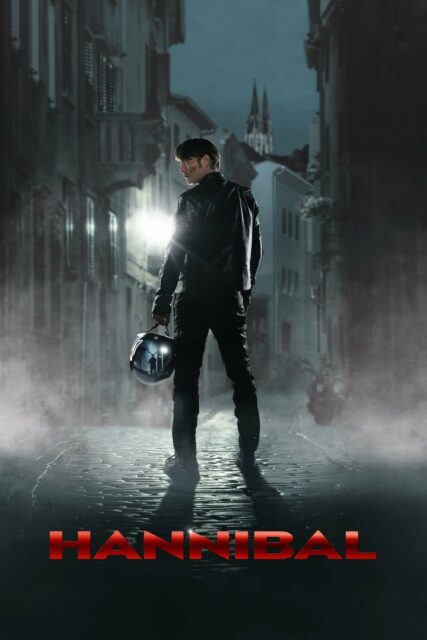 Hannibal TV Series Wallpaper Dark Street Scene with Man Holding Helmet