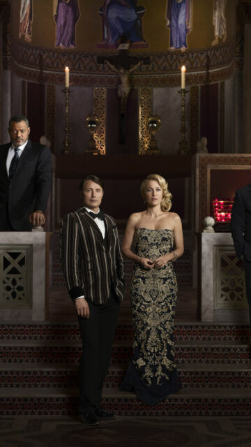 Hannibal TV Series Wallpaper Elegant Characters in Dark Ornate Setting