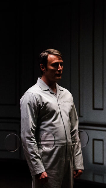 Hannibal TV Series Wallpaper Featuring Main Character in Prison Uniform