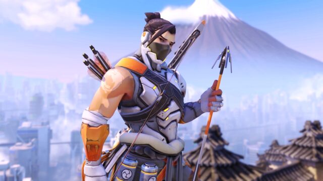 Hanzo Overwatch Character in Futuristic Armor with Bow and Arrow Hanzo Wallpapers