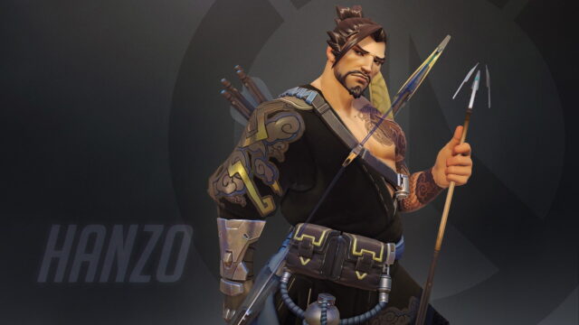 Hanzo Overwatch Character with Bow and Arrow Detailed Tattooed Design Wallpaper