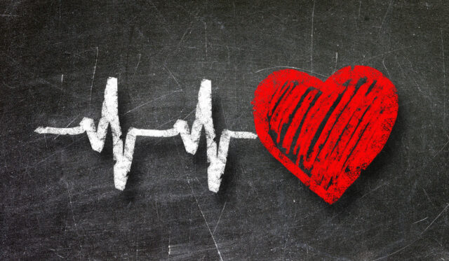 Heartbeat Chalk Art With Red Heart Wallpaper