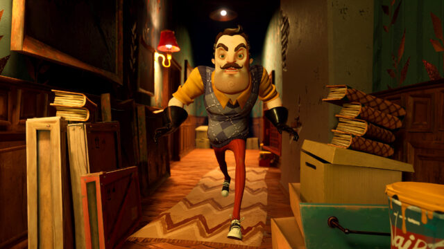 Hello Neighbor 2 Game Character In Suspenseful Hallway Scene