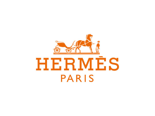 Hermes Paris Logo Design Wallpaper In Elegant Orange Theme