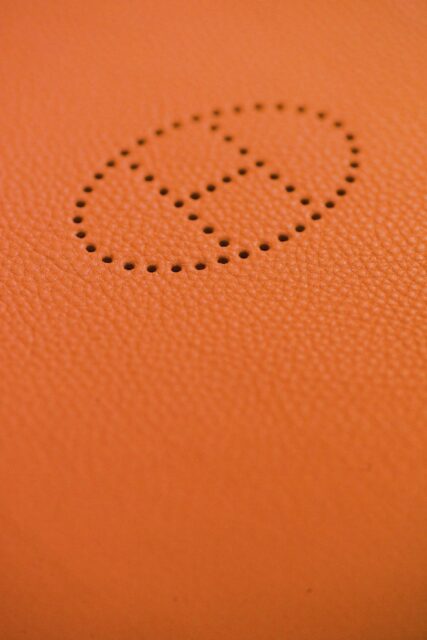 Hermes Textured Orange Leather Pattern Wallpaper