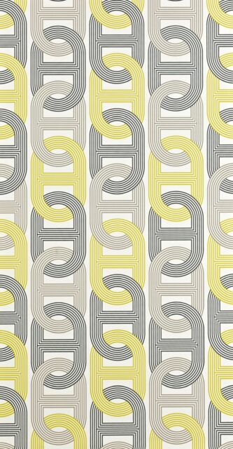 Hermes Wallpaper Geometric Pattern In Yellow And Gray Tones